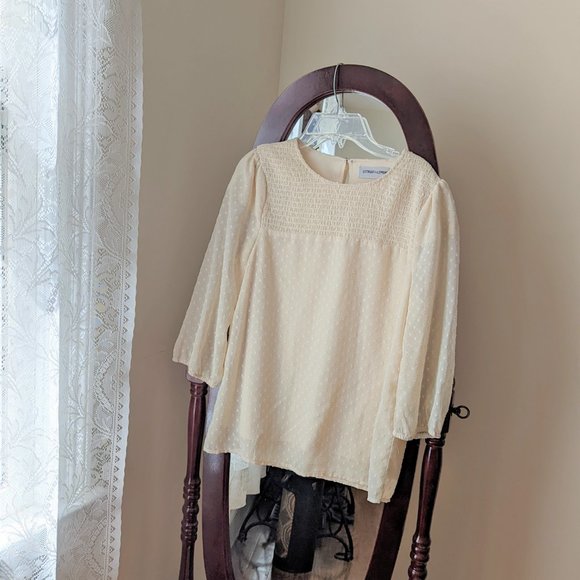 Citrus and Lemon cream swiss dot smocked blouse - small - Picture 6 of 6